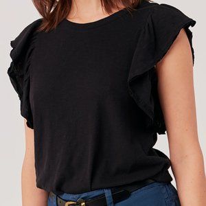 NWT Pact Tissue Slub Femme Ruffle Tee